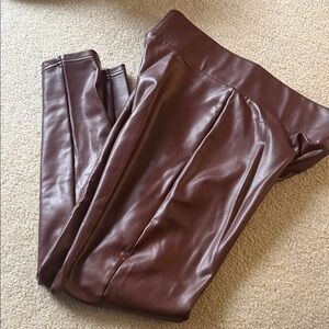 LOFT Brown Faux Leather Leggings